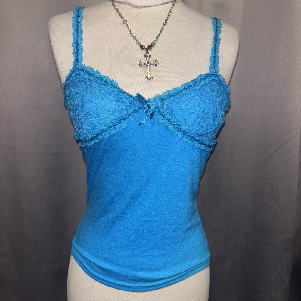 Liz Lisa Lace Ribbon Cami top Blue Gyaru Dollette Whimsical Top Size Small